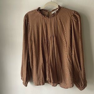 LOFT ruffle neck, polka dot top